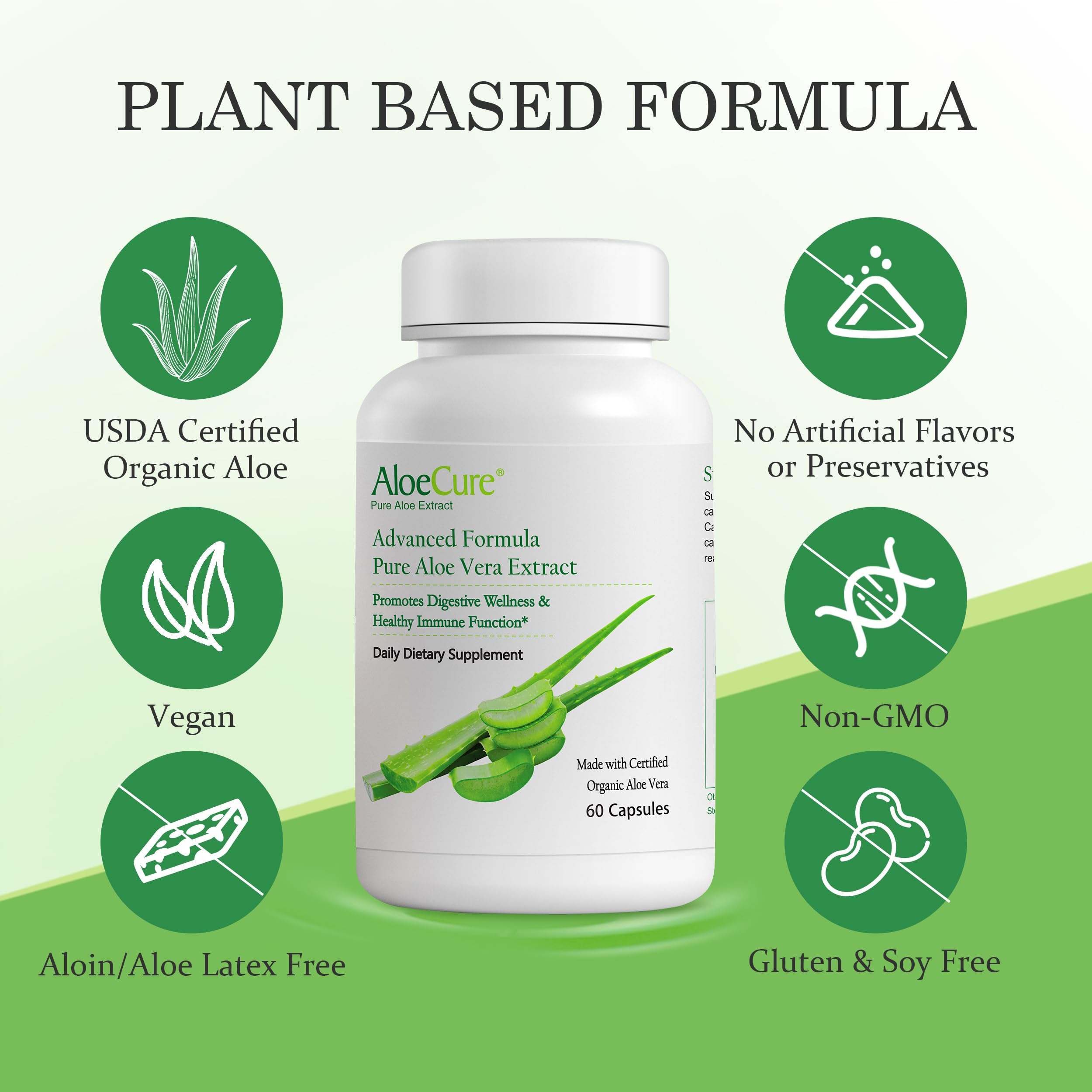AloeCure Organic Aloe Vera Supplement 45g side view
