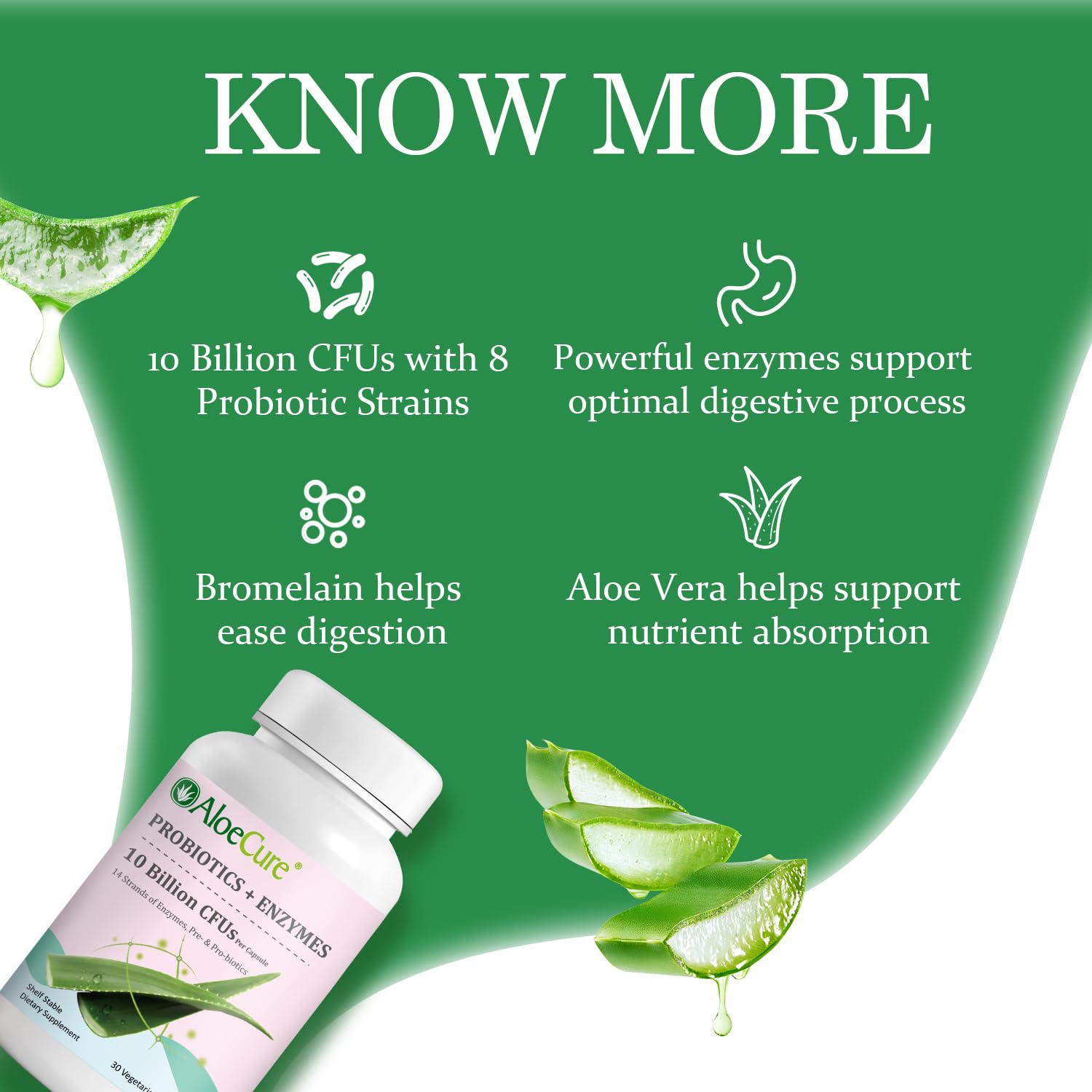 AloeCure Probiotic Prebiotics 10 Billion CFU capsule in hand