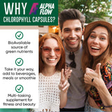 Alpha Flow Chlorophyll Capsules 600mg packaging details
