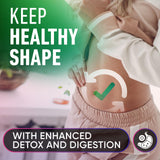 Alpha Flow Chlorophyll Capsules 600mg with fresh spinach background