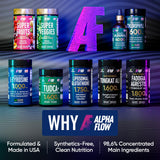 Alpha Flow High Potency Glutathione Supplement with measuring spoon and glass of water
