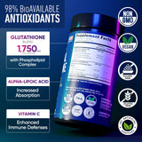 Alpha Flow Liposomal Glutathione Capsules side view showing label details