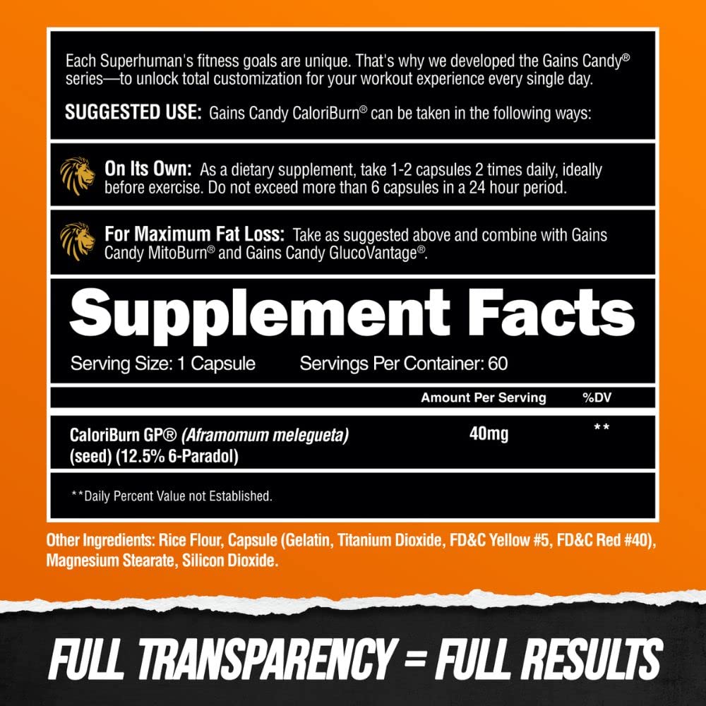 ALPHA LION Gains Candy CaloriBurn nutritional information