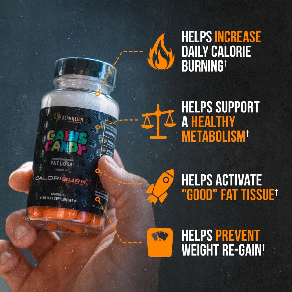 ALPHA LION Gains Candy CaloriBurn side view with label