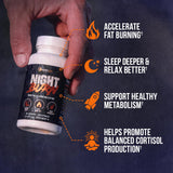ALPHA LION Night Burn supplement bottle side view