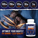 ALPHA LION Night Burn supplement bottle with measuring spoon