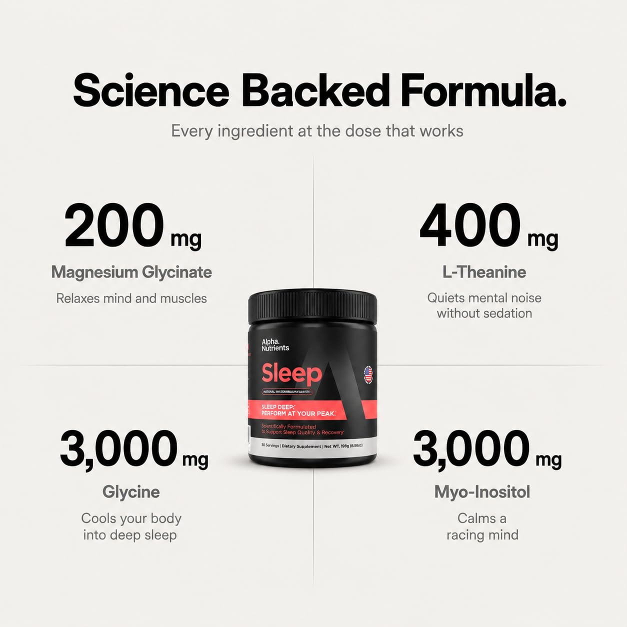 Alpha Nutrients Sleep Powder 7-ounce container