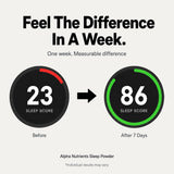 Alpha Nutrients Sleep Powder lifestyle scene with water