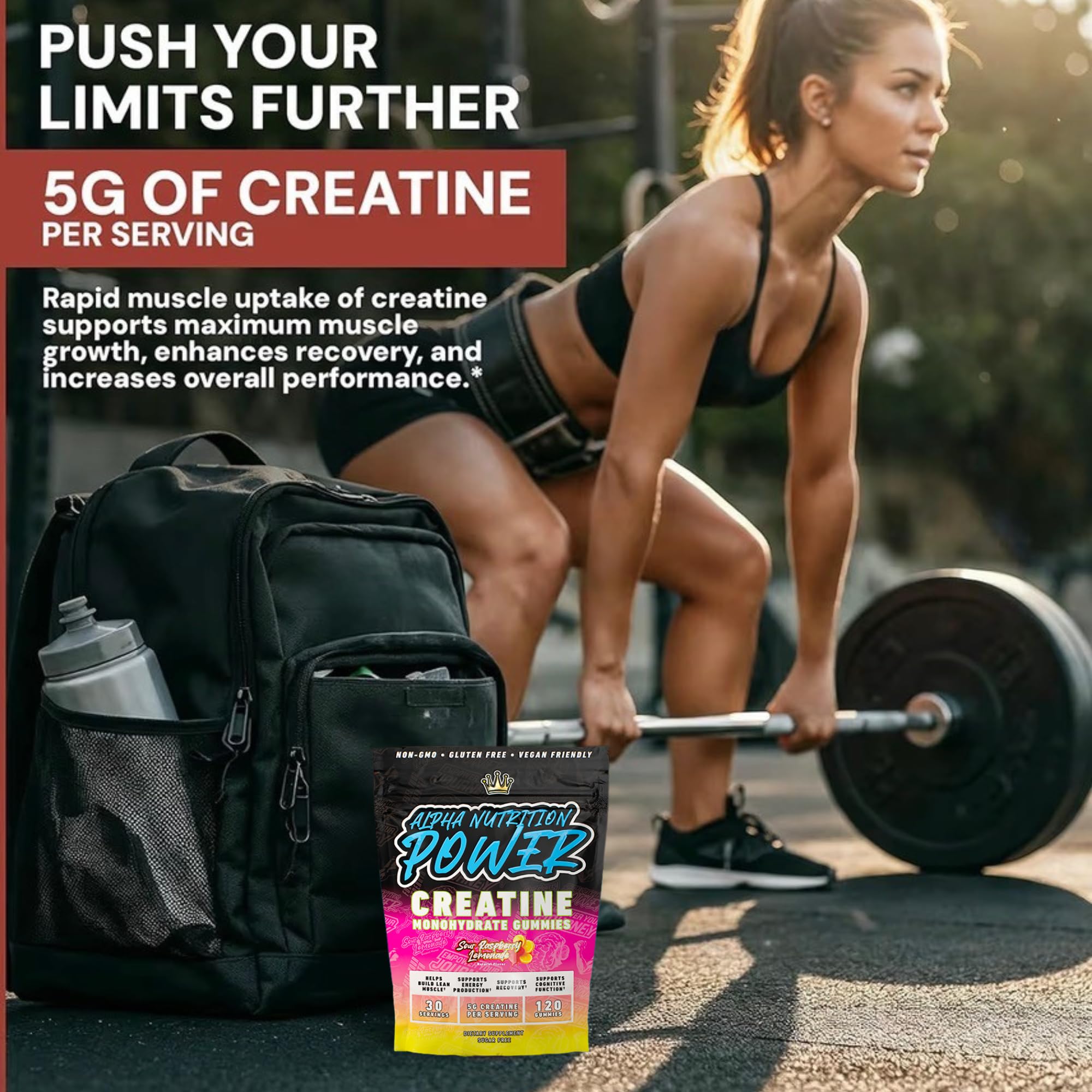 Alpha Nutrition Power Creatine Gummies serving suggestion