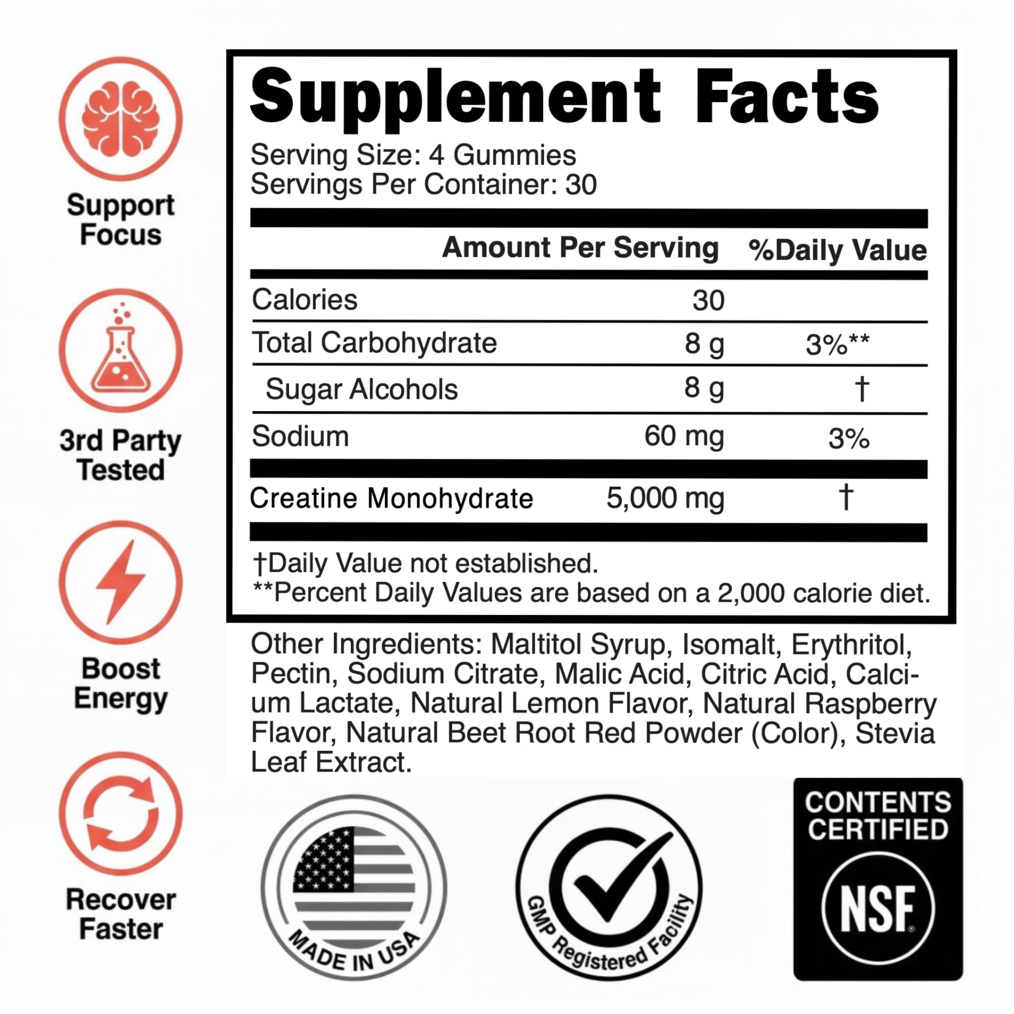 Alpha Nutrition Power Creatine Gummies with workout gear