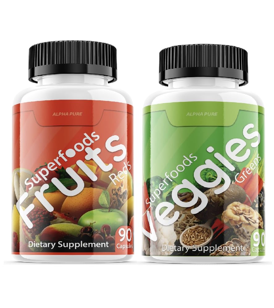 Alpha Pure Super Fruits & Super Veggies supplement front view