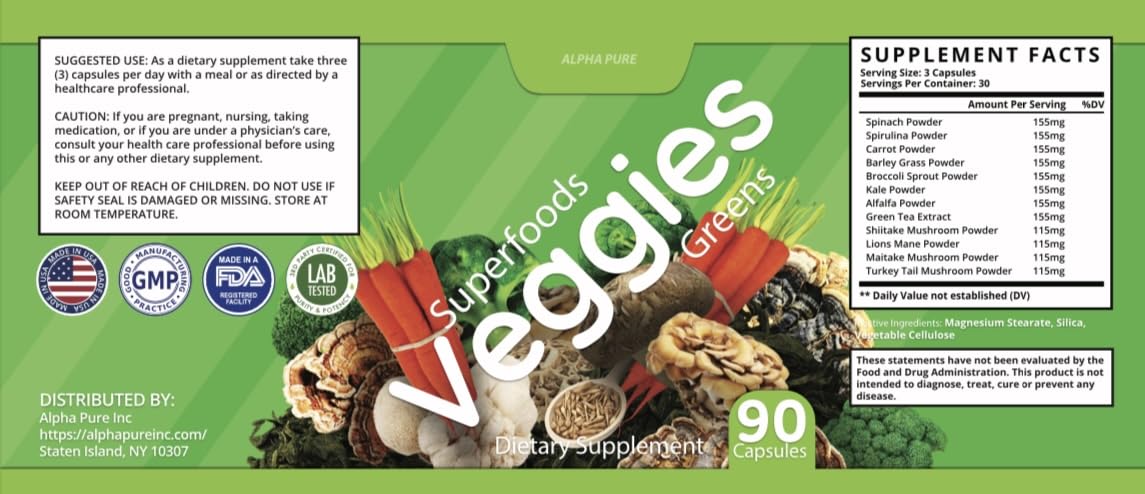 Alpha Pure Super Fruits & Super Veggies supplement ingredients list