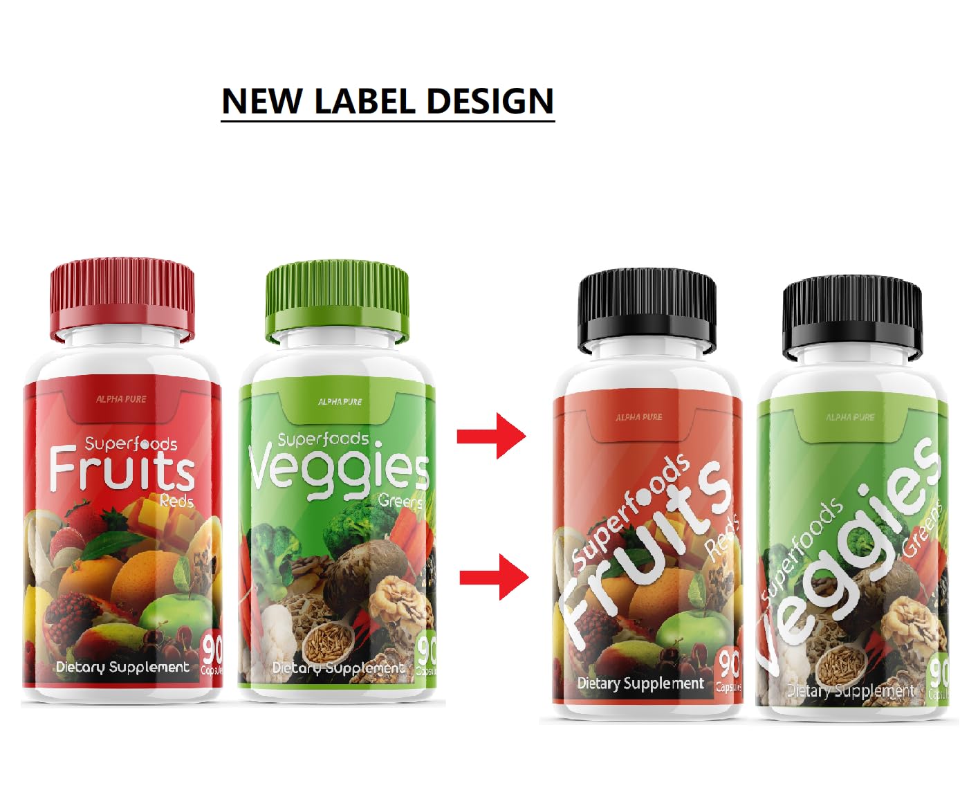 Alpha Pure Super Fruits & Super Veggies supplement side view