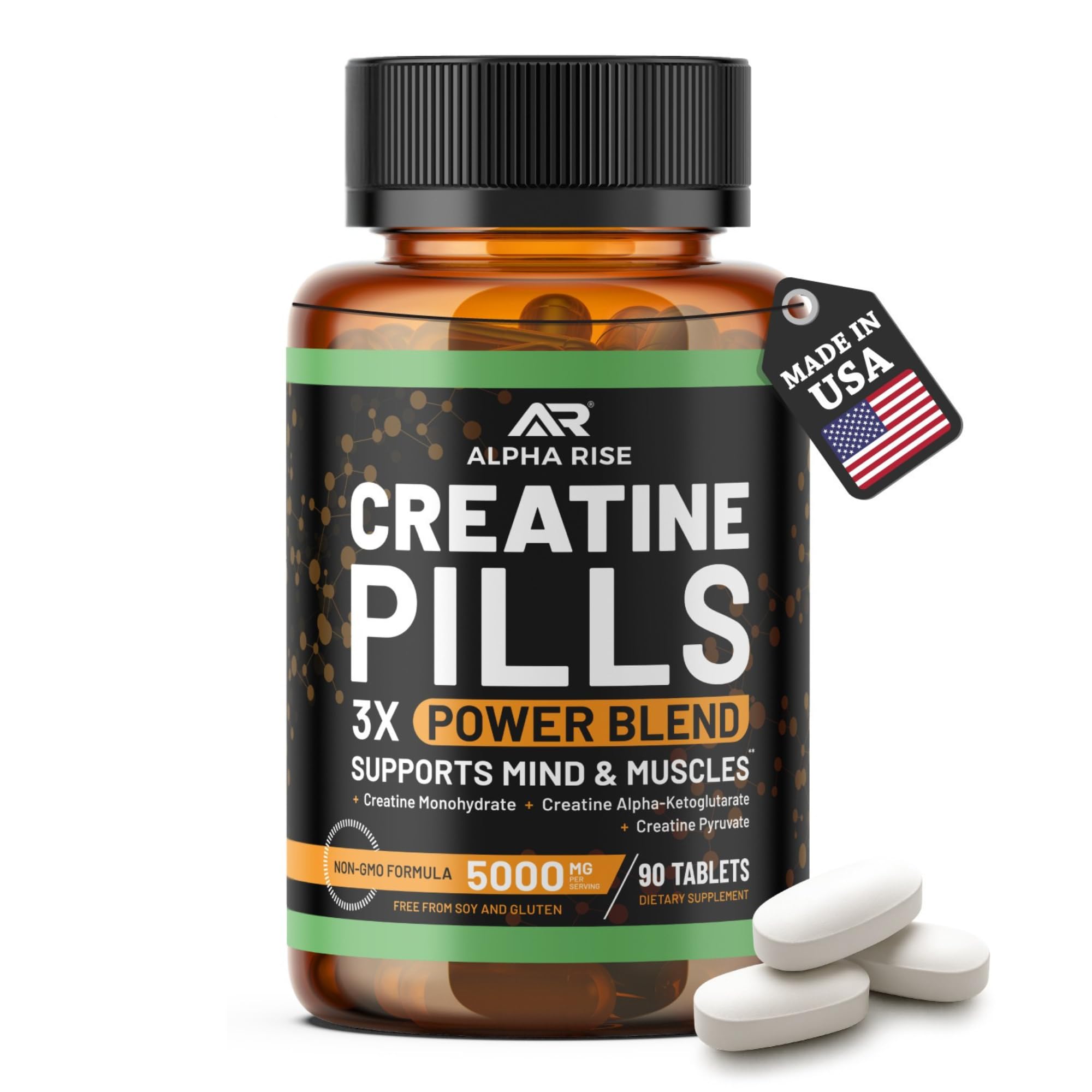ALPHA RISE Creatine Pills front view with packaging