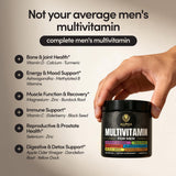 Alpha Tribe Men's Daily Multivitamin bottle with a measuring spoon