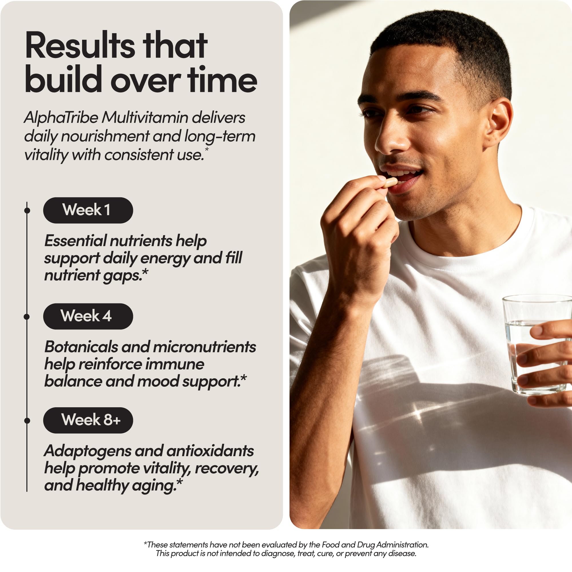Alpha Tribe Men's Daily Multivitamin with a measuring spoon