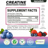 AlphaHerb Creapure Creatine Monohydrate stick pack open with powder