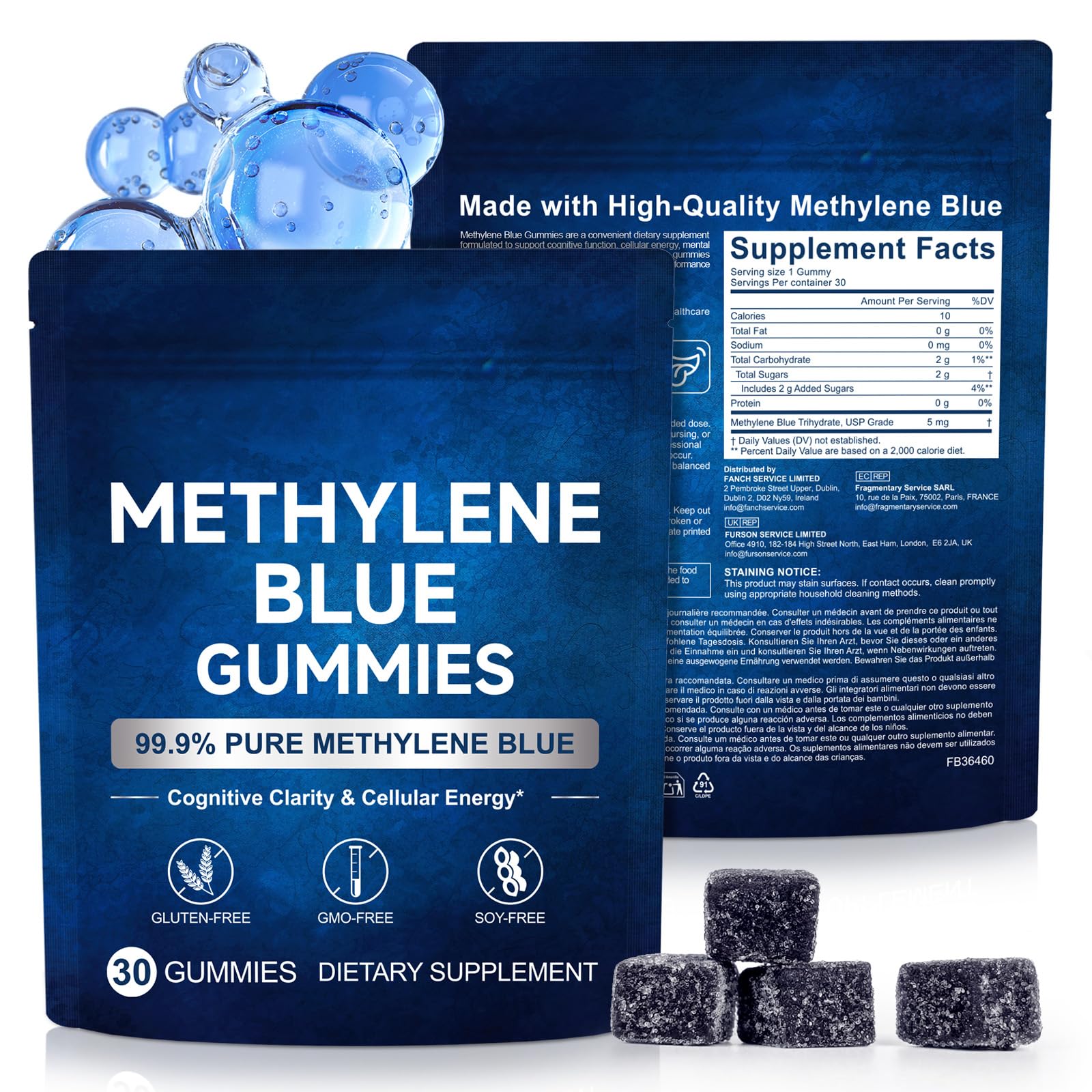 Alstaky Methylene Blue Gummies front view with packaging