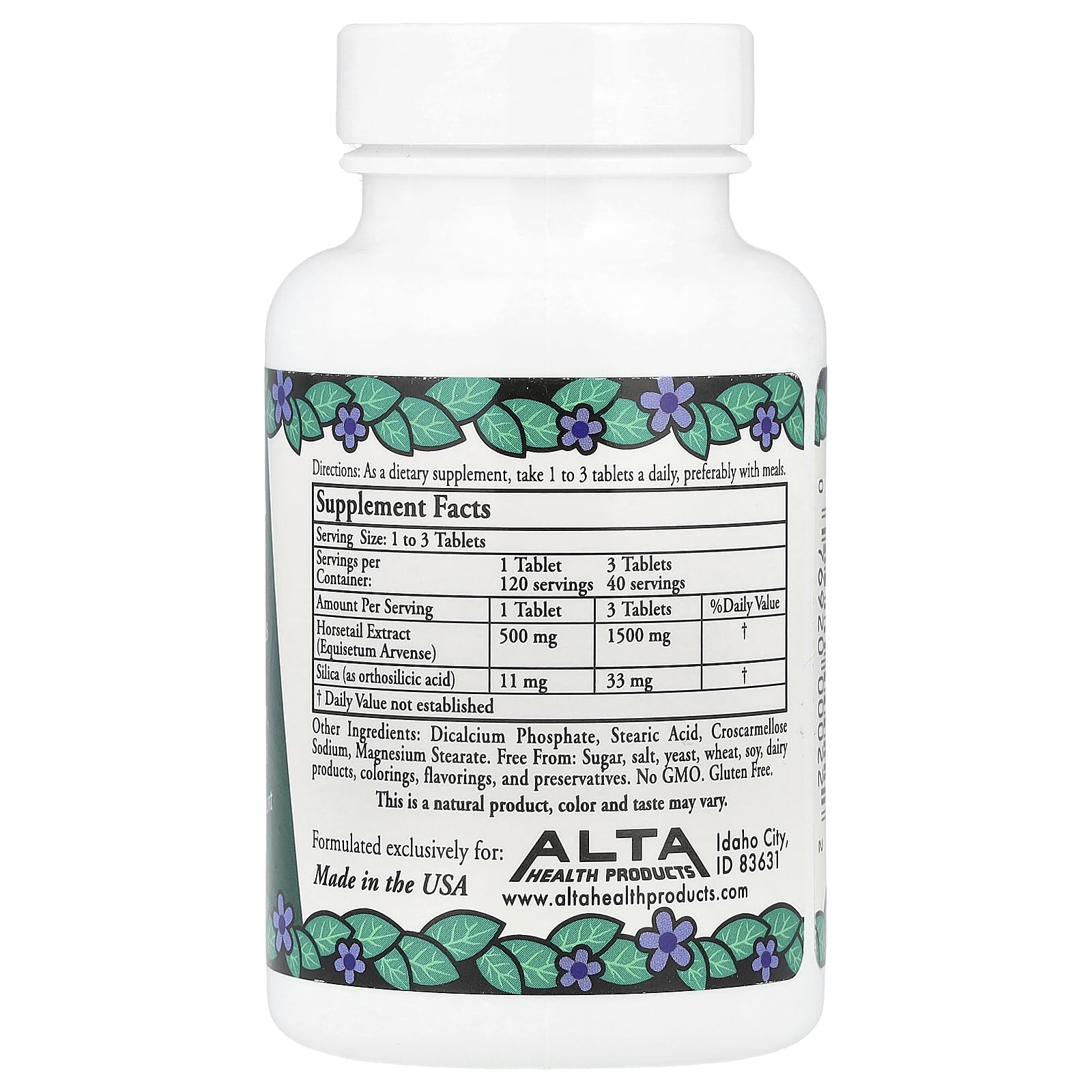 Alta Health Sil-X-Silica 120 tablets side view