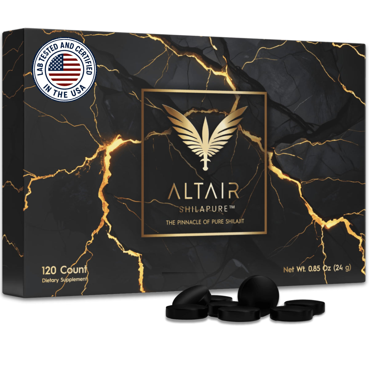 Altair Shilapure Shilajit 41g tablet bottle front view