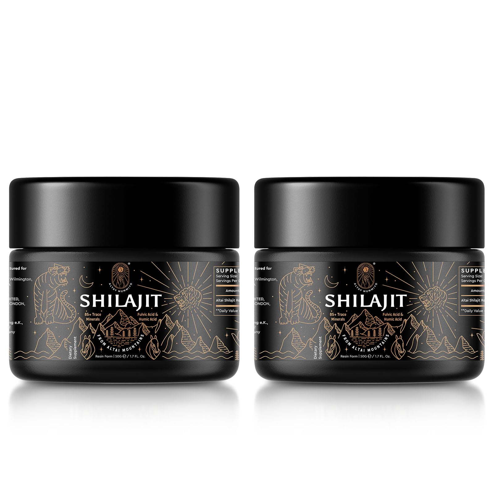 ALTAY MUMMIYO Shilajit Resin 50g front view in dark glass jar