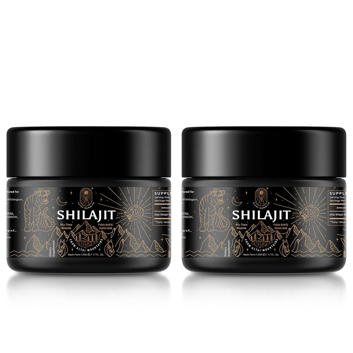 ALTAY MUMMIYO Shilajit Resin 50g front view in dark glass jar