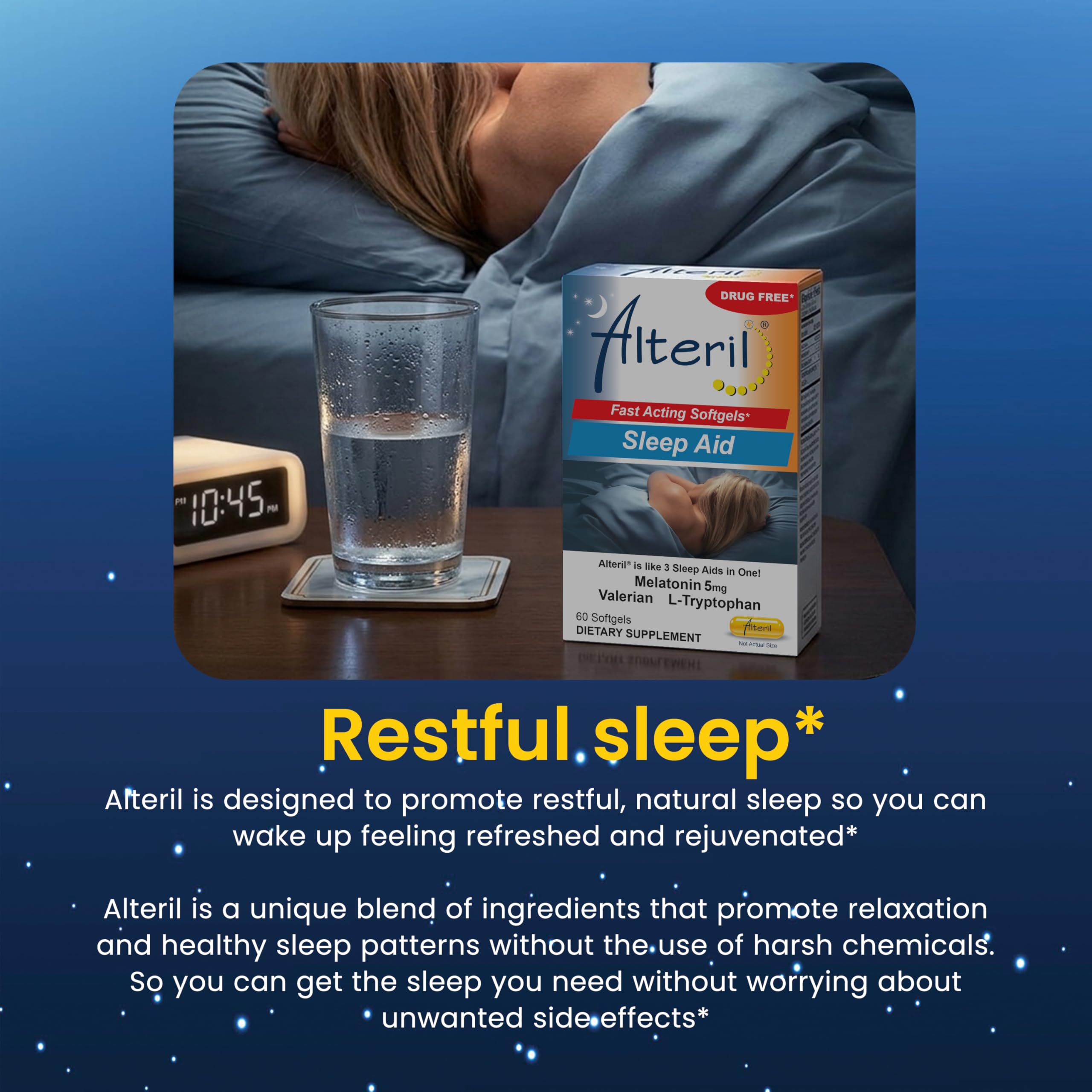 Alteril Natural Sleep Aid ingredients list on packaging