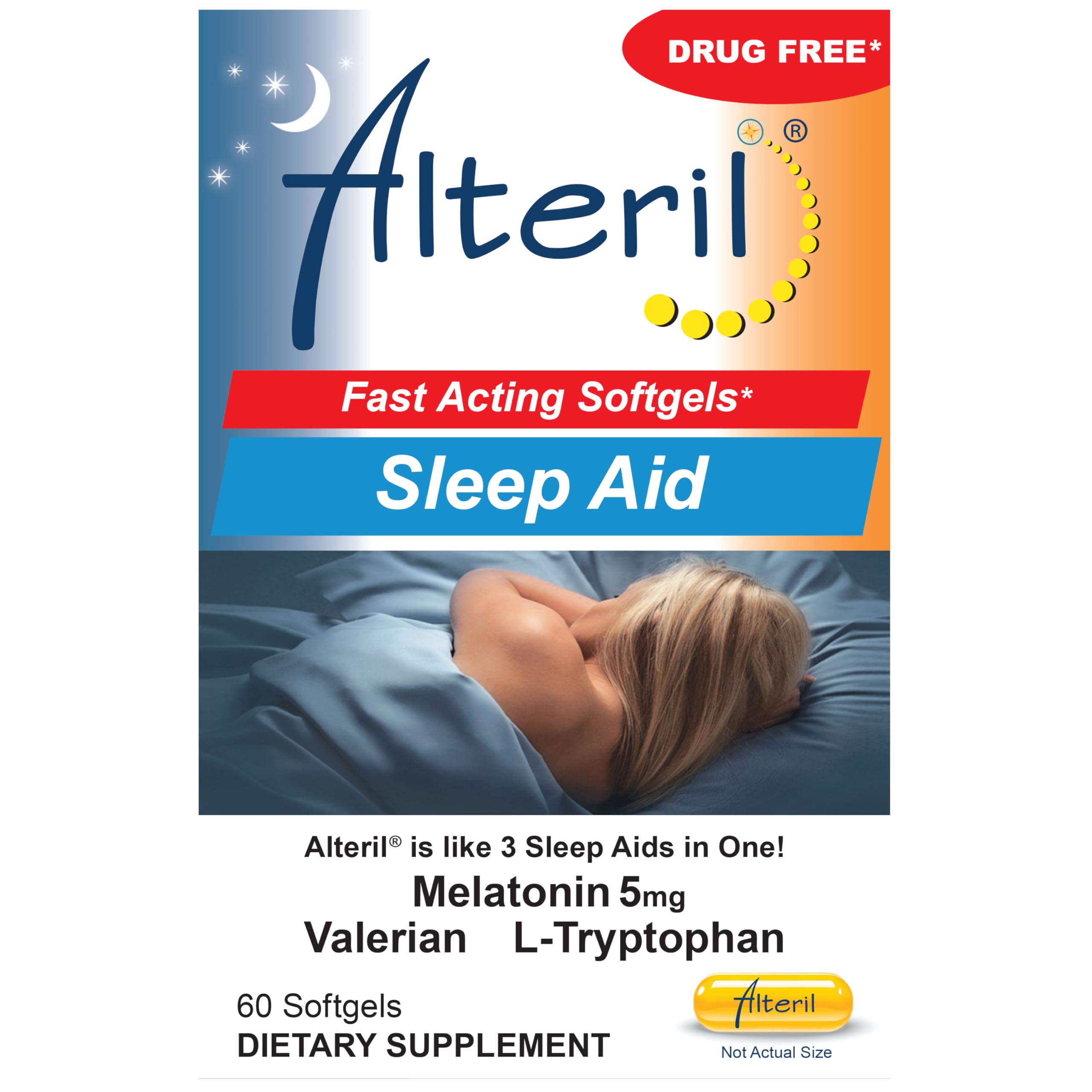 Alteril Natural Sleep Aid Soft Gel 60 Count front view