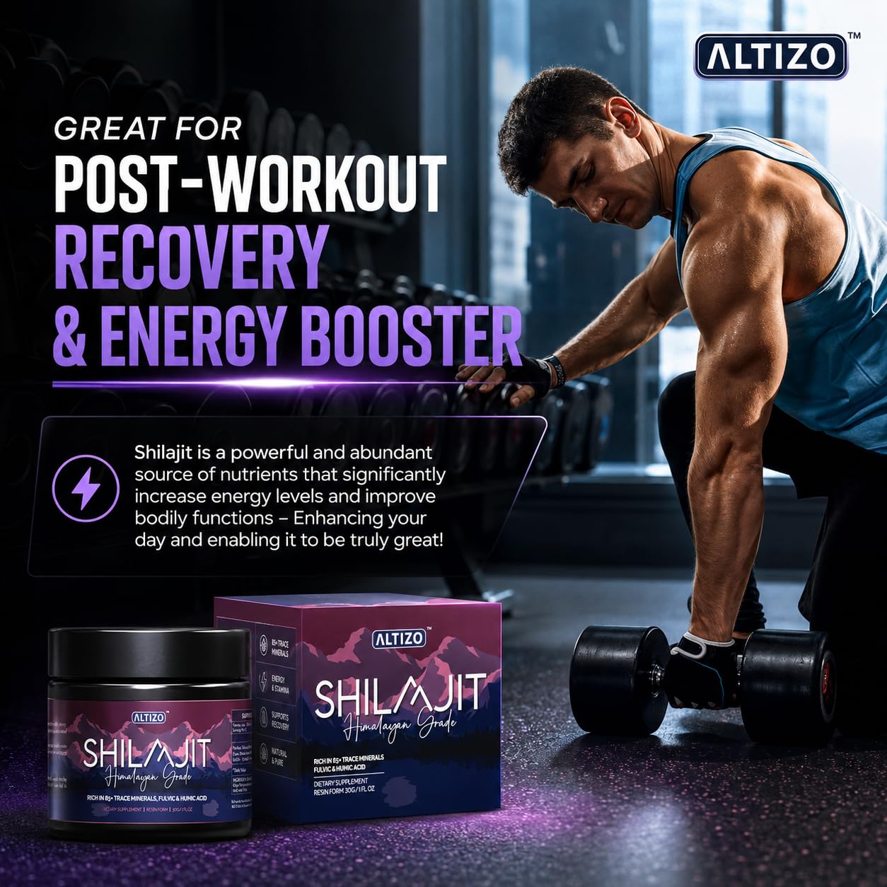Altizo Pure Himalayan Shilajit Resin on a wooden surface