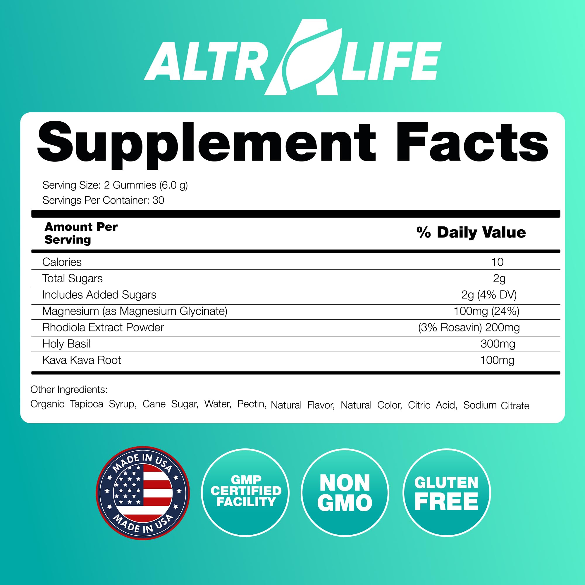 ALTRALIFE Magnesium Gummies lifestyle scene with a glass of water