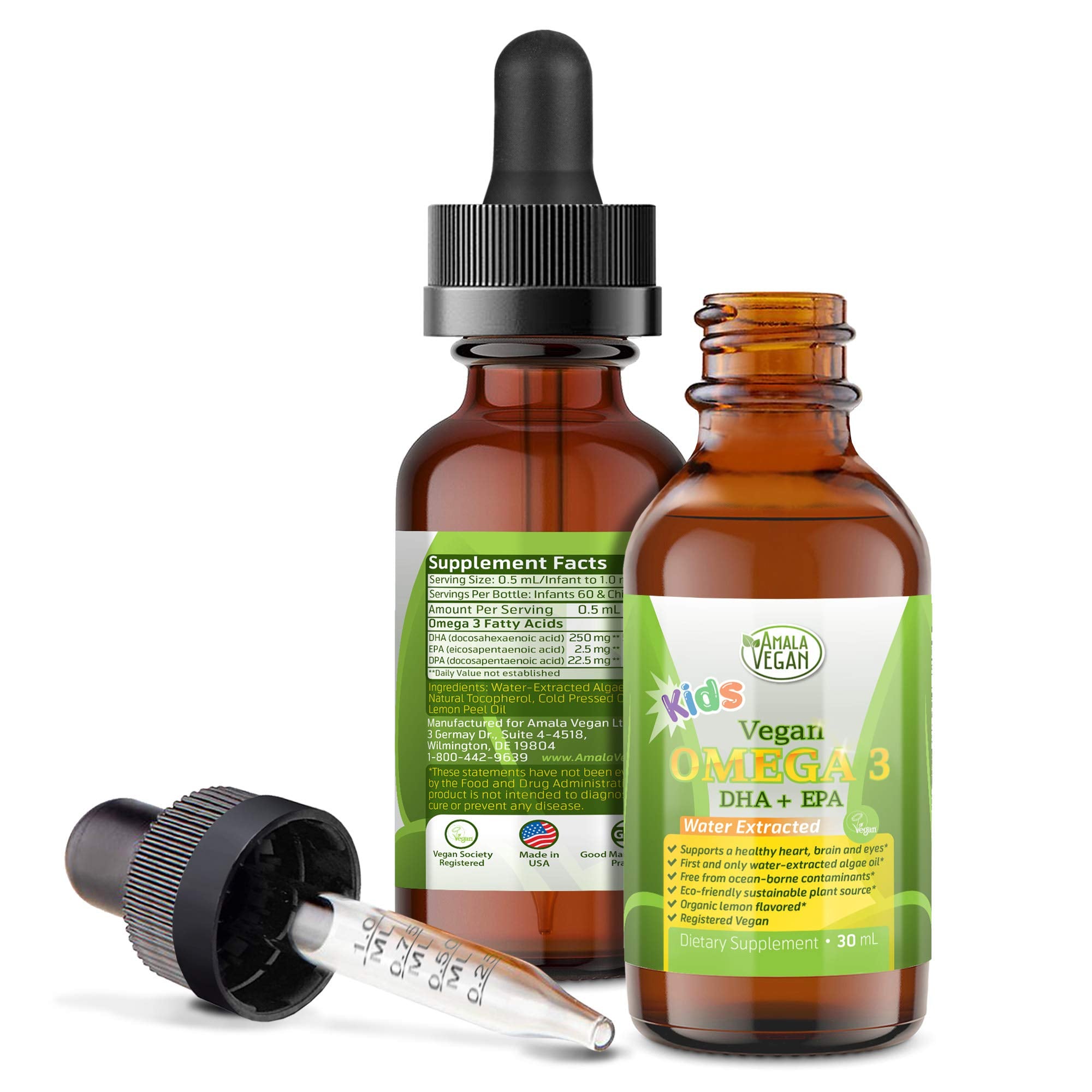 Amala Vegan Omega-3 Liquid Supplement bottle front view