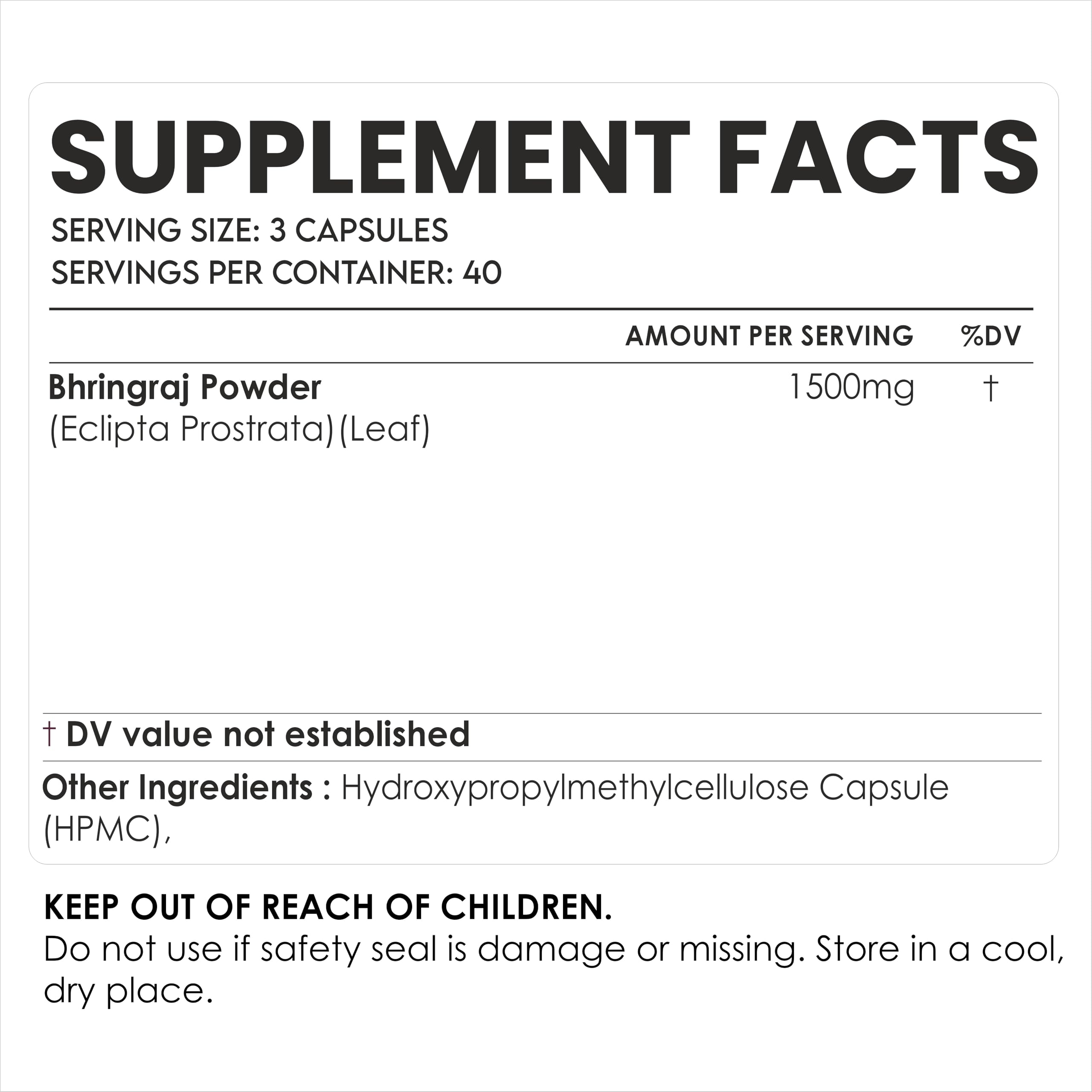 AMALTH Bhringraj Leaf Powder Capsules 1500mg side view