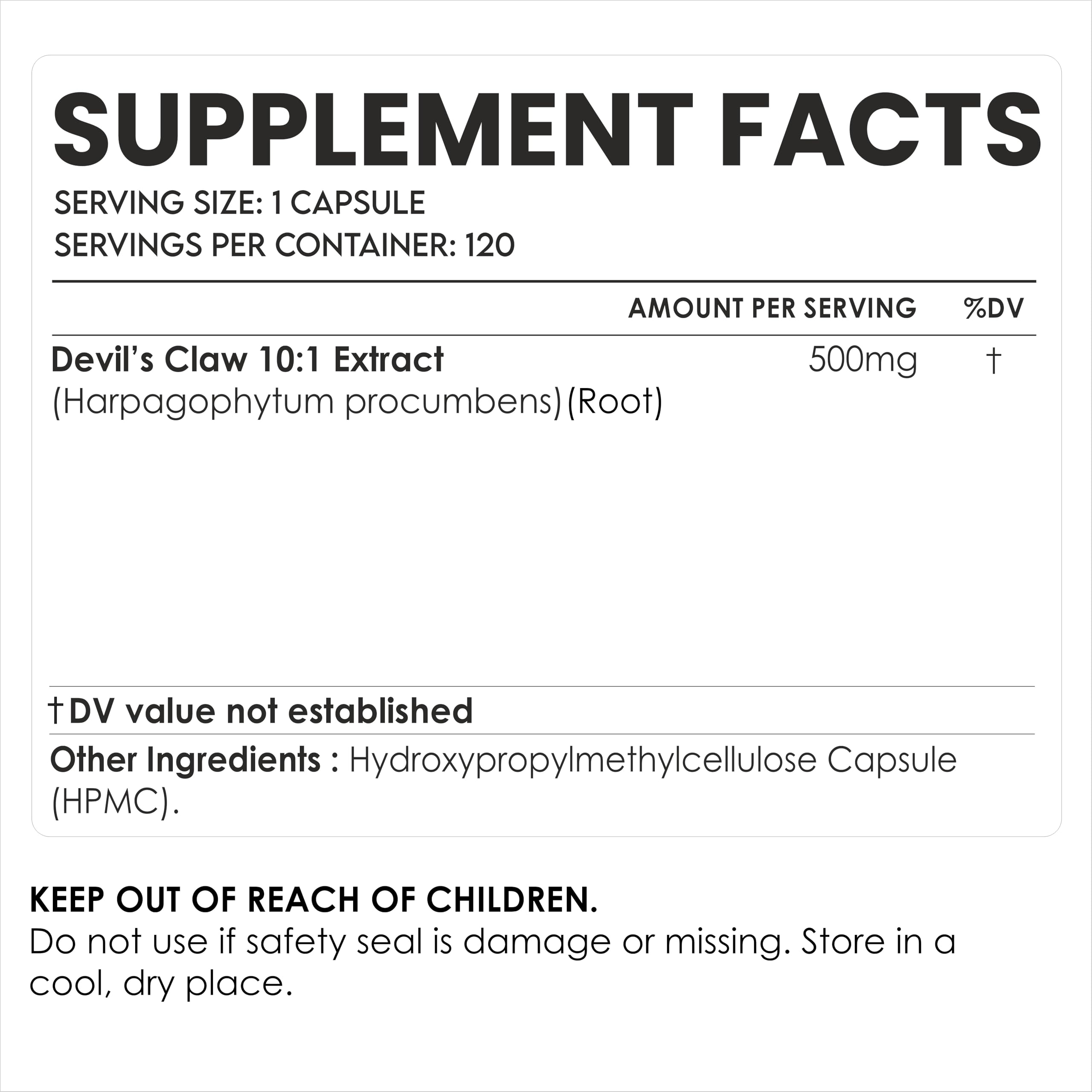 AMALTH Devil's Claw Extract Capsules 500mg side view