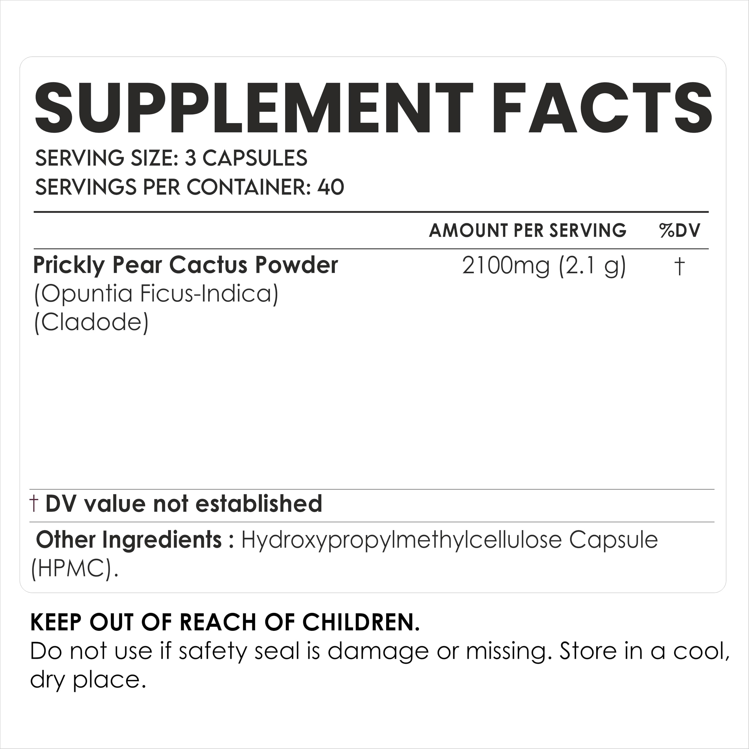 AMALTH Nopal Cactus Extract Capsules 1000mg bottle side view