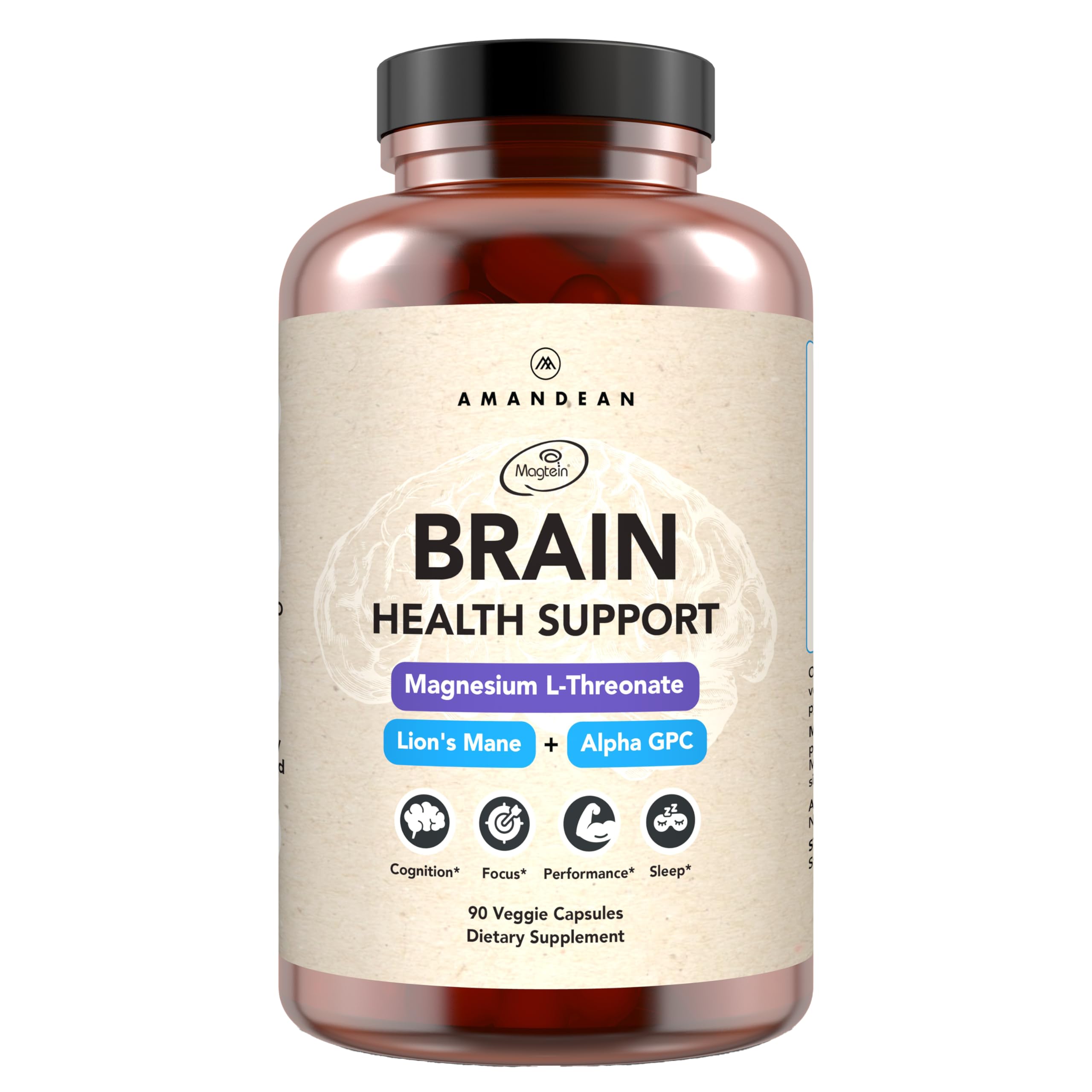 AMANDEAN Brain support Nootropic Supplement front view