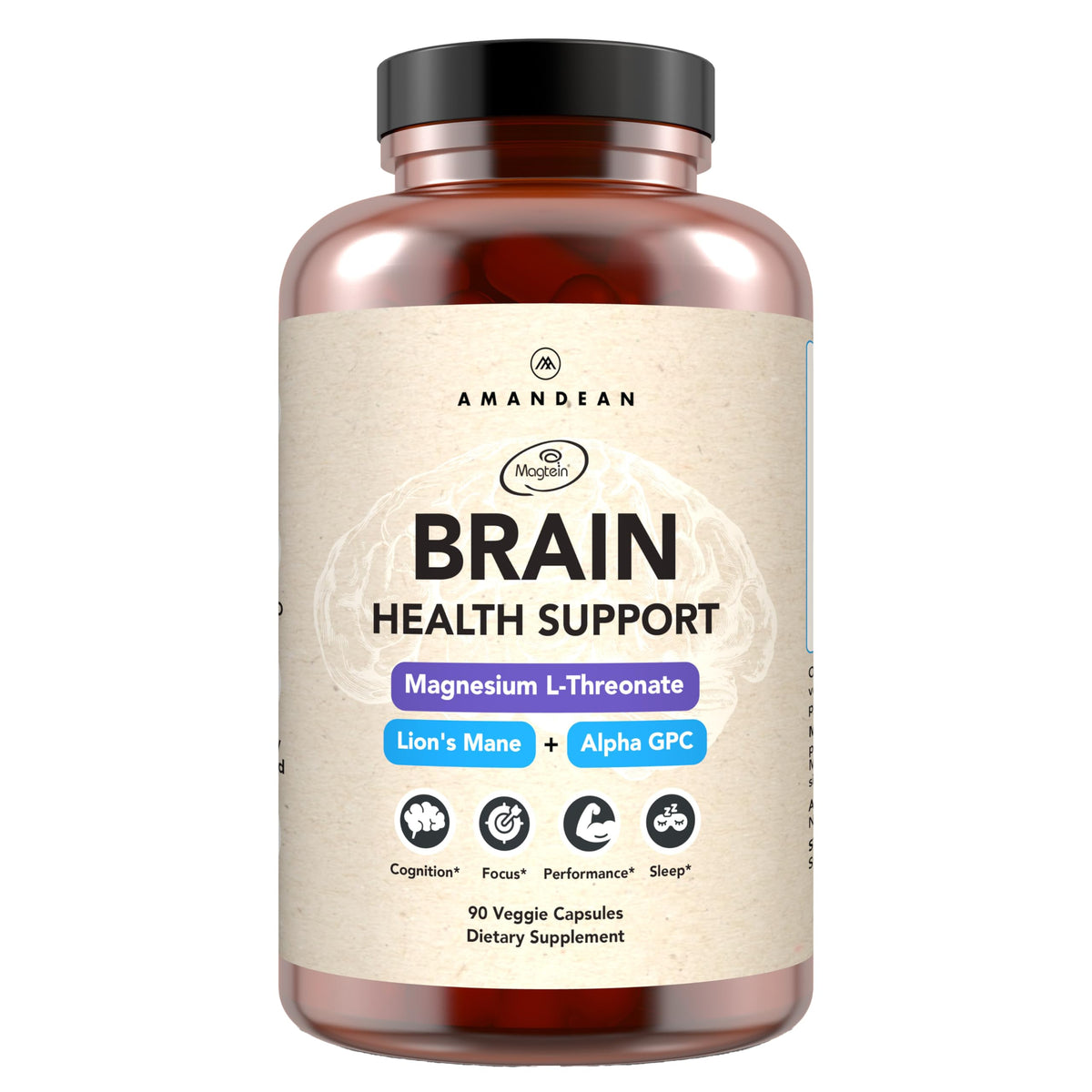 AMANDEAN Brain support Nootropic Supplement front view