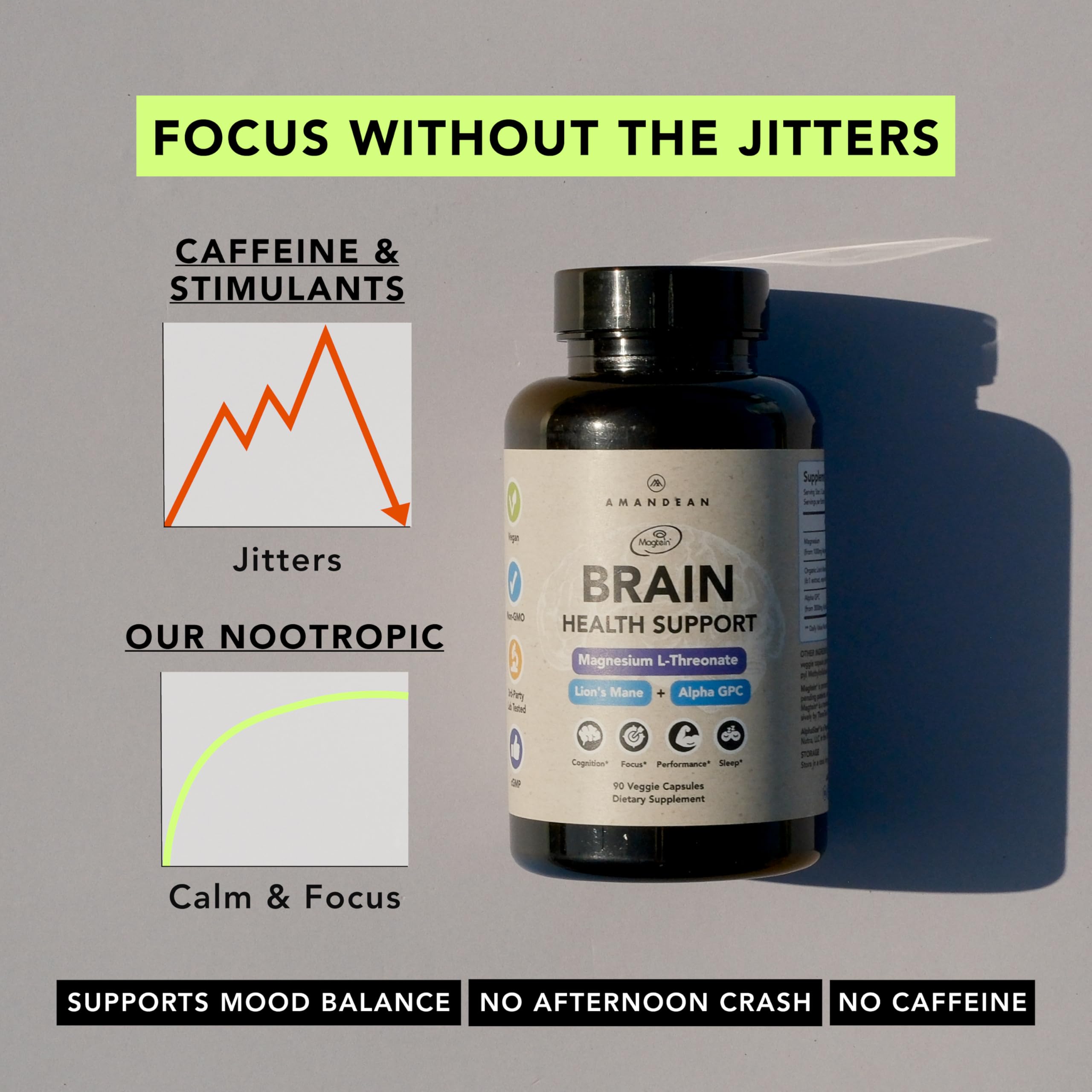 AMANDEAN Brain support with a glass of water