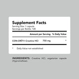 AMANDEAN Creatine HCl 750mg capsules on a wooden table