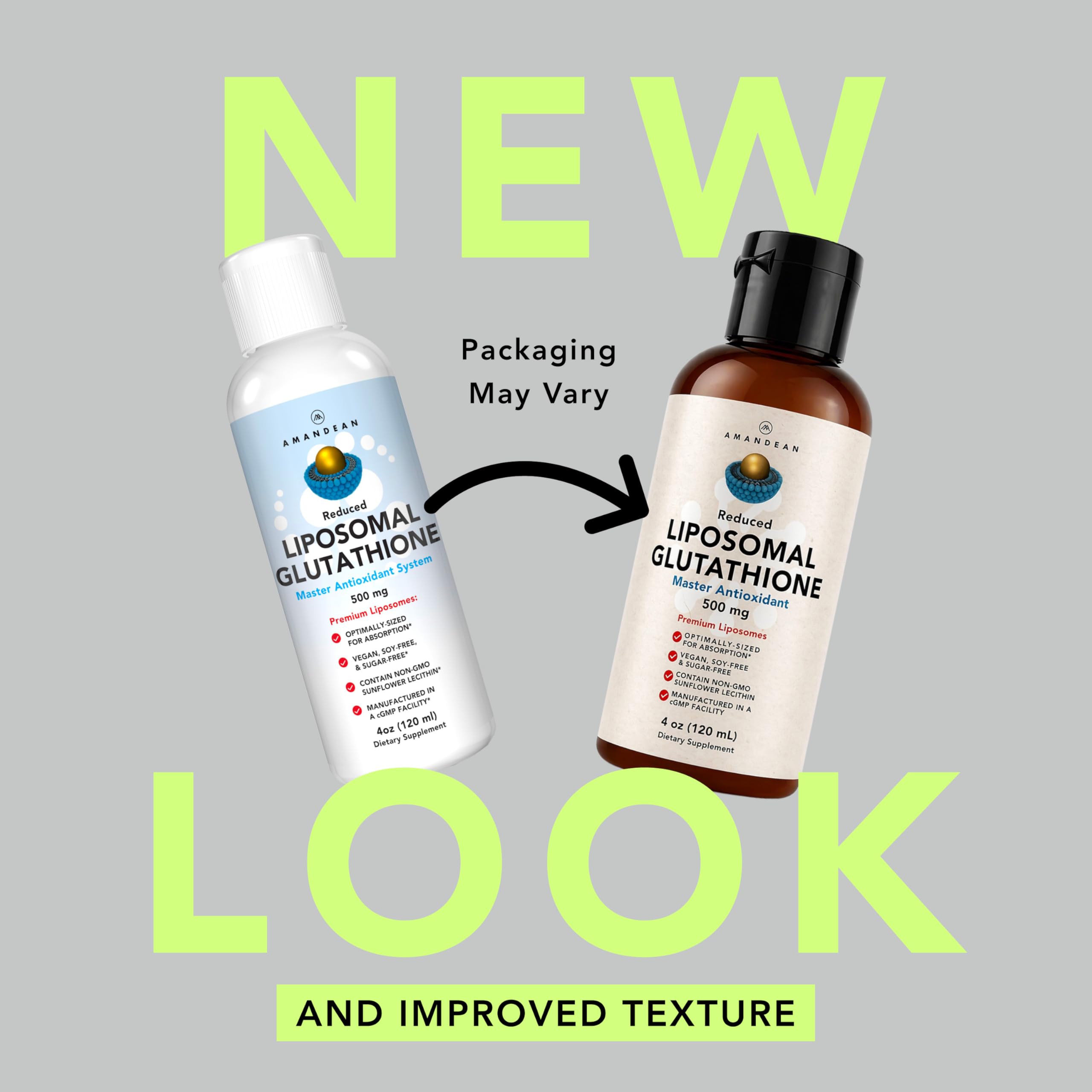 AMANDEAN Glutathione Liquid Antioxidant 4oz back view