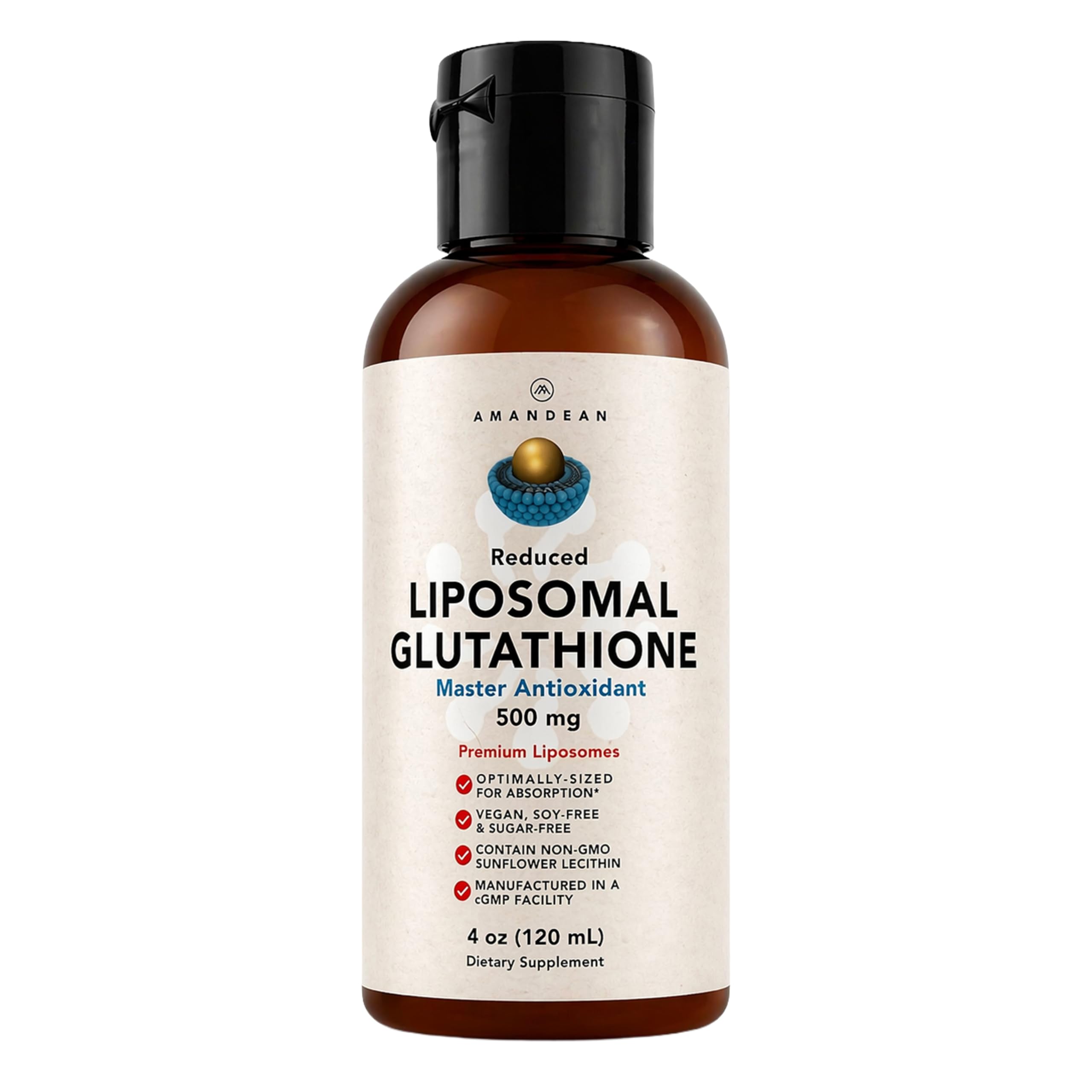 AMANDEAN Glutathione Liquid Antioxidant 4oz front view