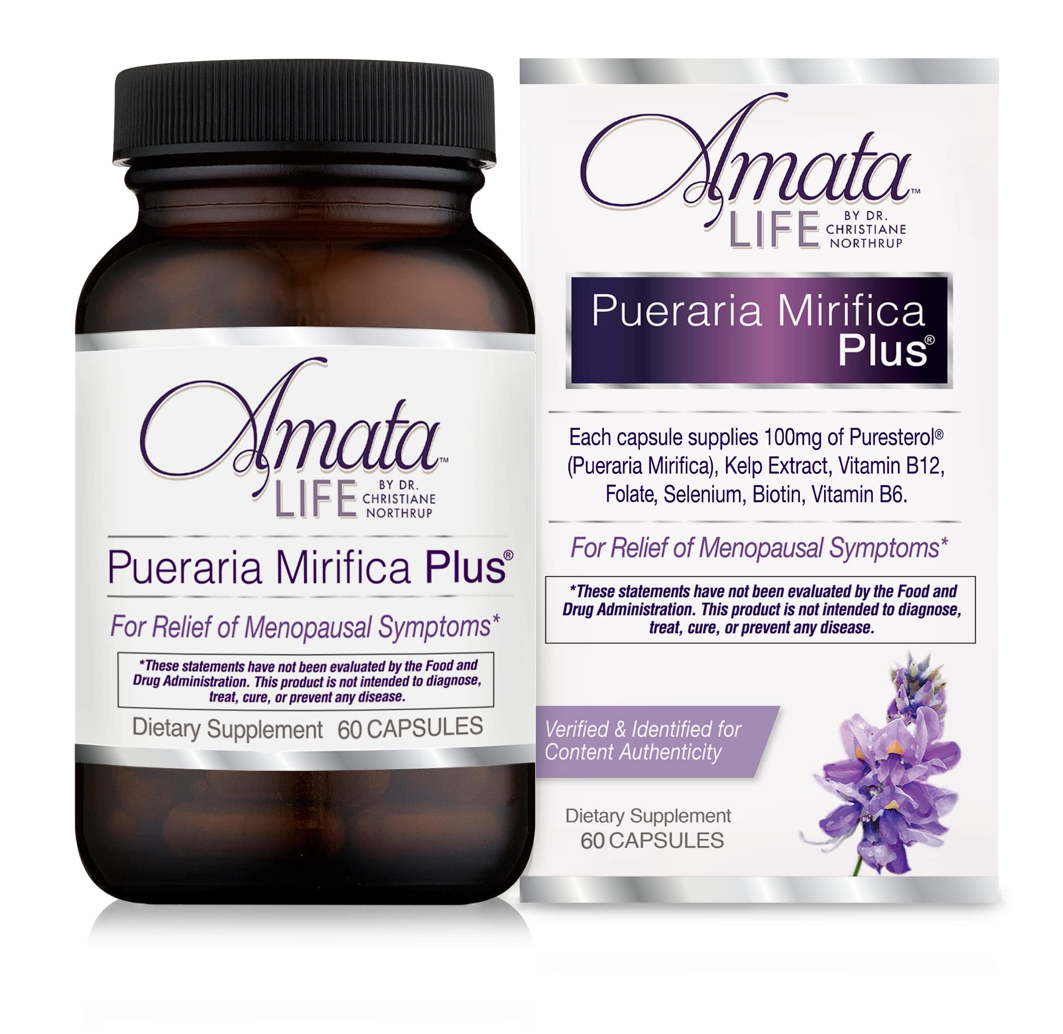 Amata Life Daily Menopause Support Capsules front view with packaging