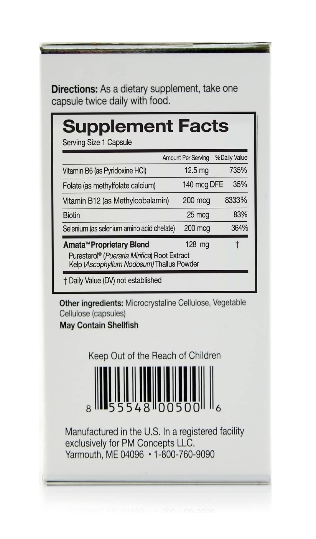 Amata Life Daily Menopause Support Capsules showing the bottle and label details