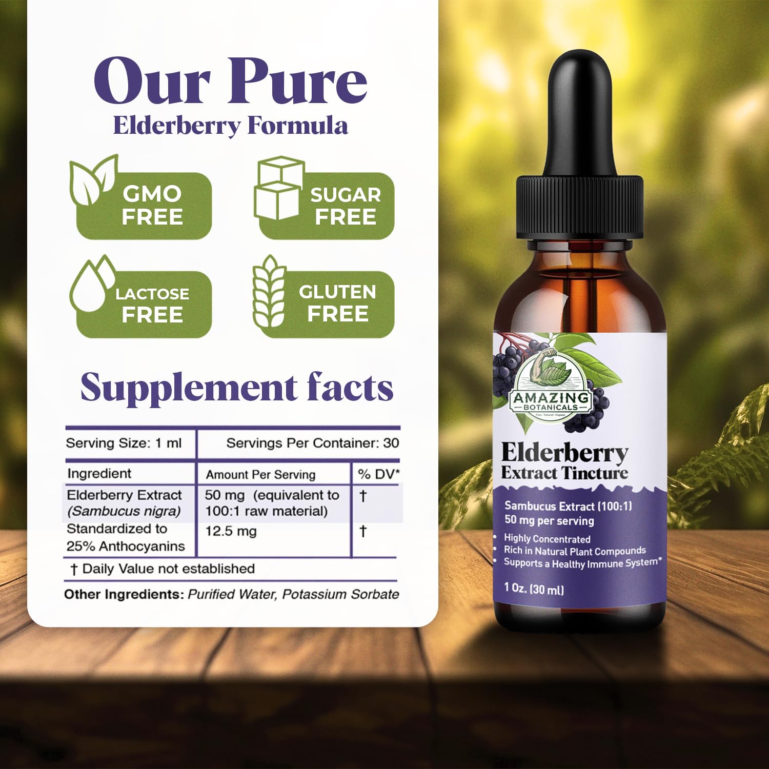 Amazing Botanicals Elderberry Tincture 100X Strength label detail