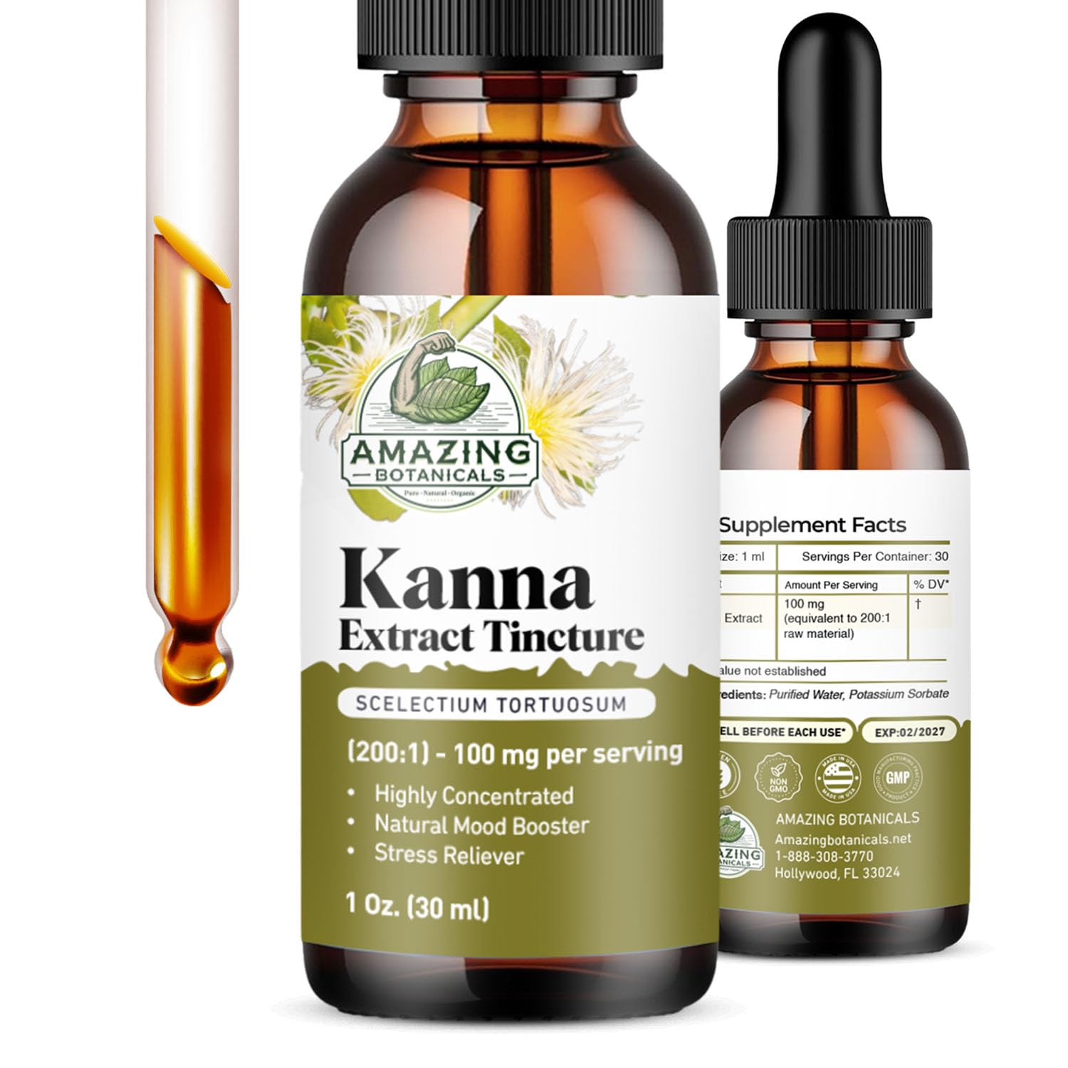 Amazing Botanicals Kanna Tincture 200X Extract 30ml dropper bottle
