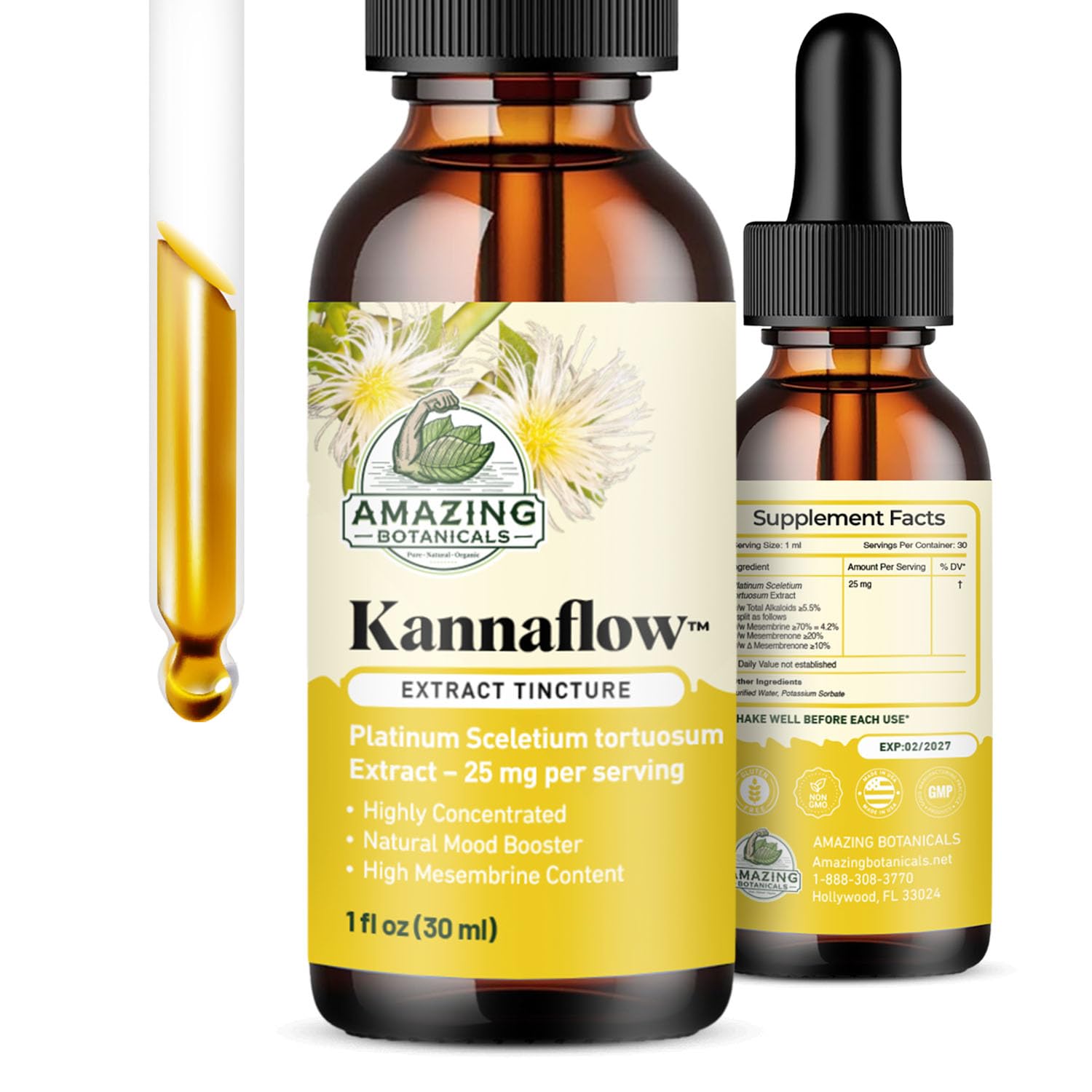 Amazing Botanicals Kanna Tincture 30ml bottle side view