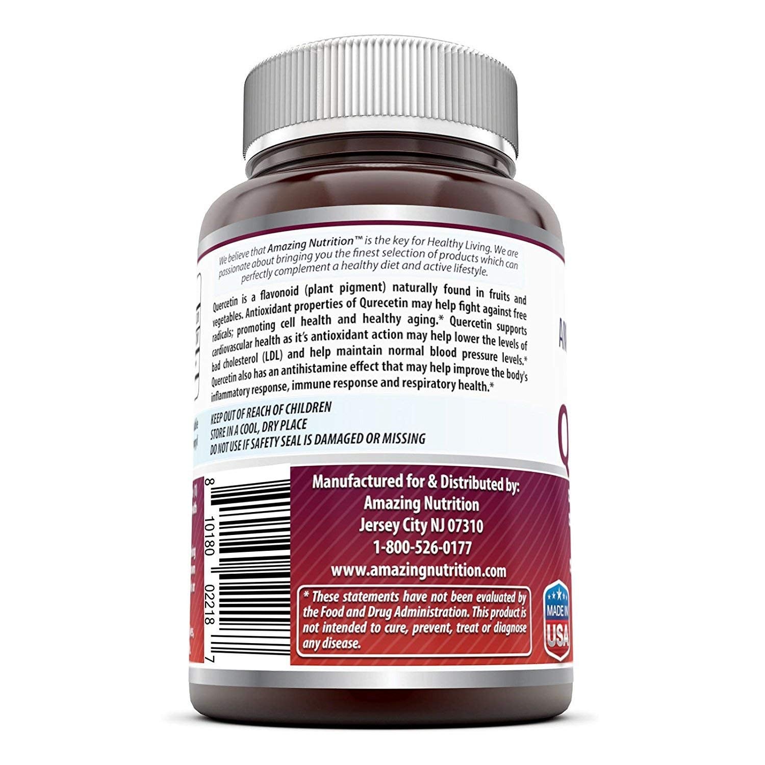 Amazing Formulas Quercetin 500mg Veggie Capsules back view