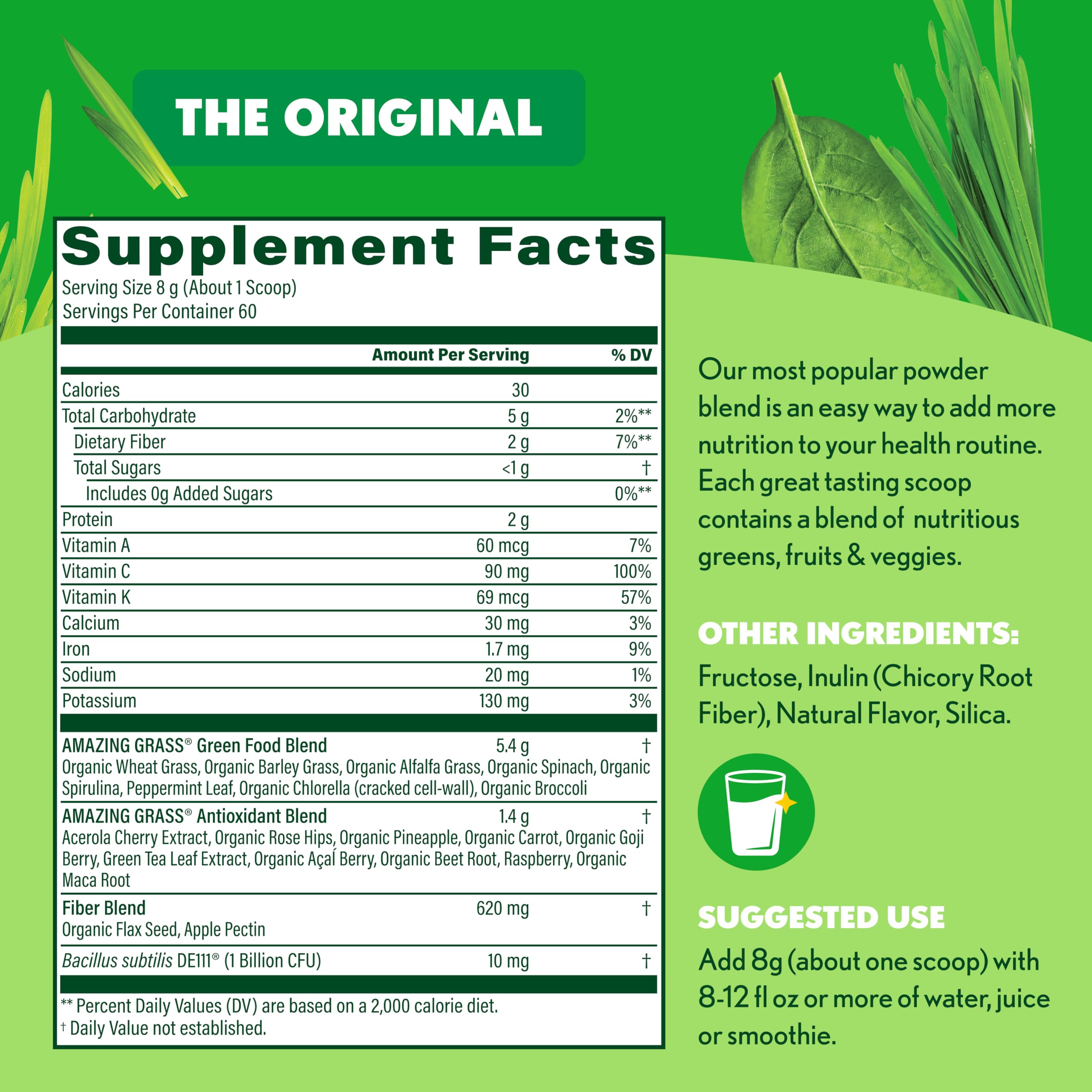 Amazing Grass Green SuperFood 465g nutritional information