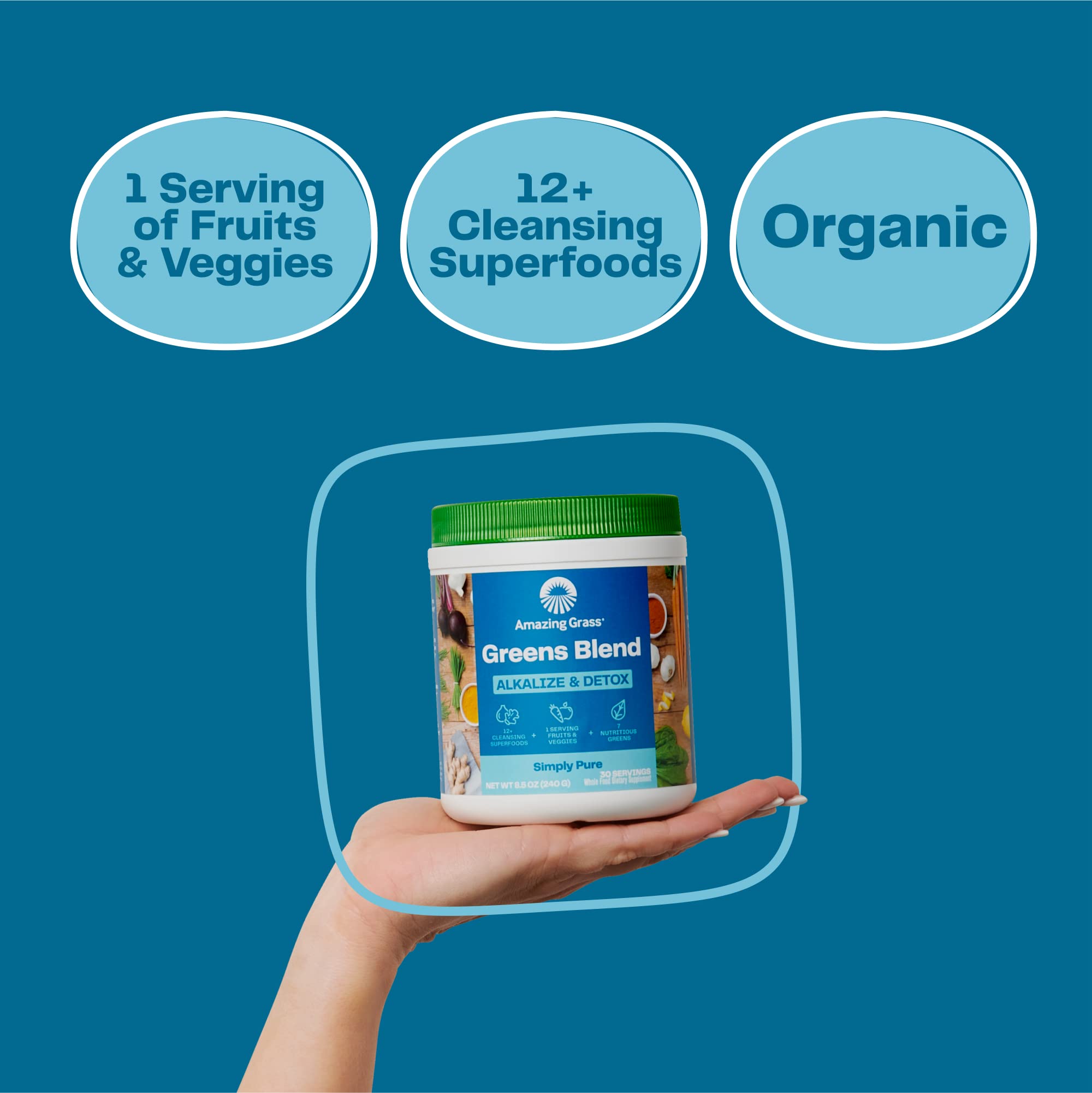 Amazing Grass Green Superfood Powder 241g packaging details