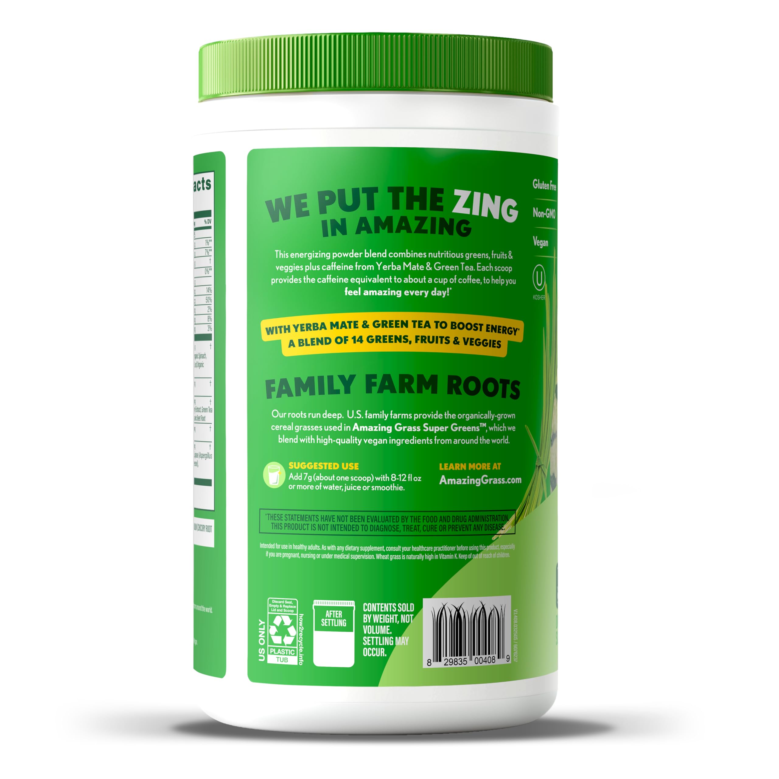 Amazing Grass Green Superfood Powder in a kitchen setting