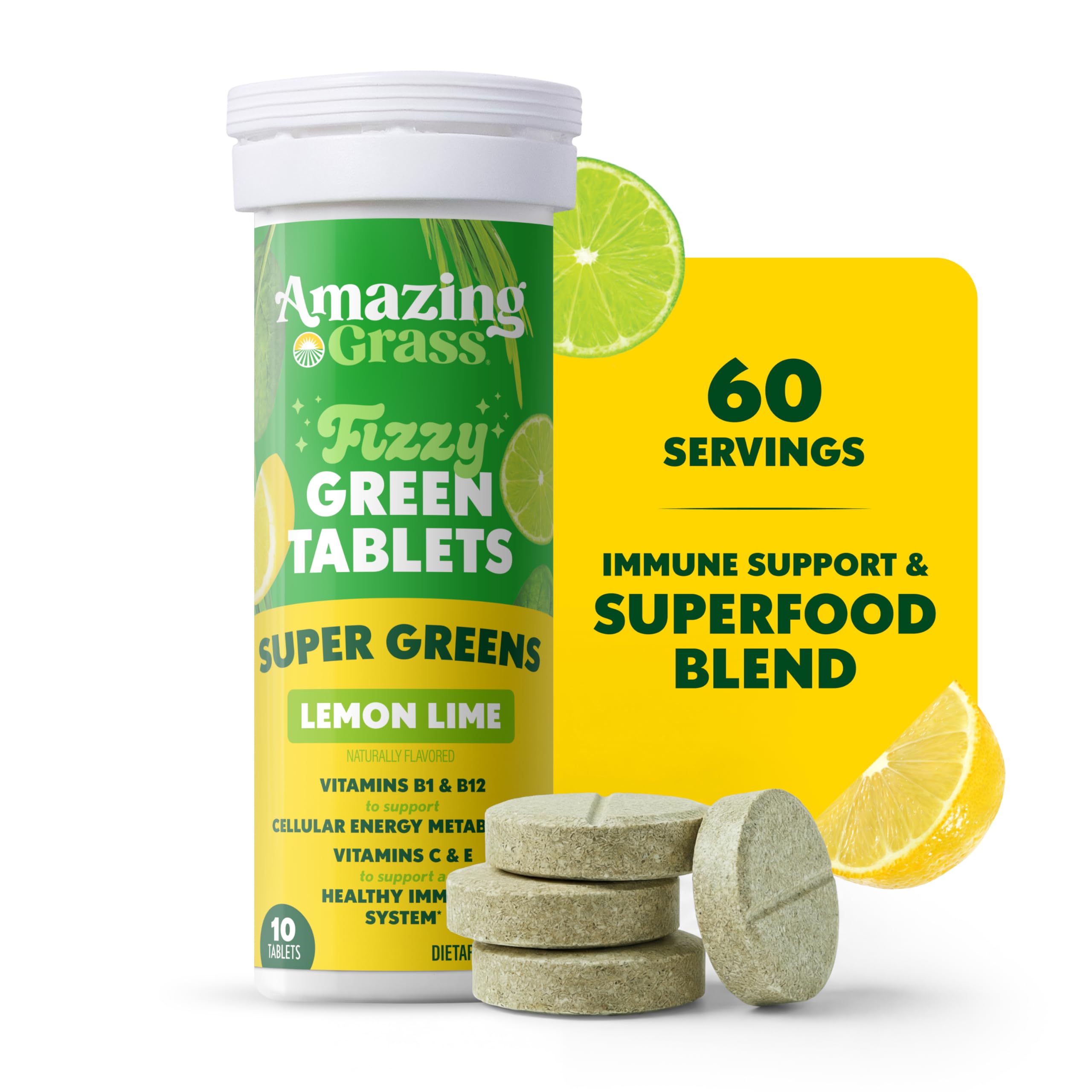 Amazing Grass Green Superfood Tablets Lemon Lime flavour with packaging
